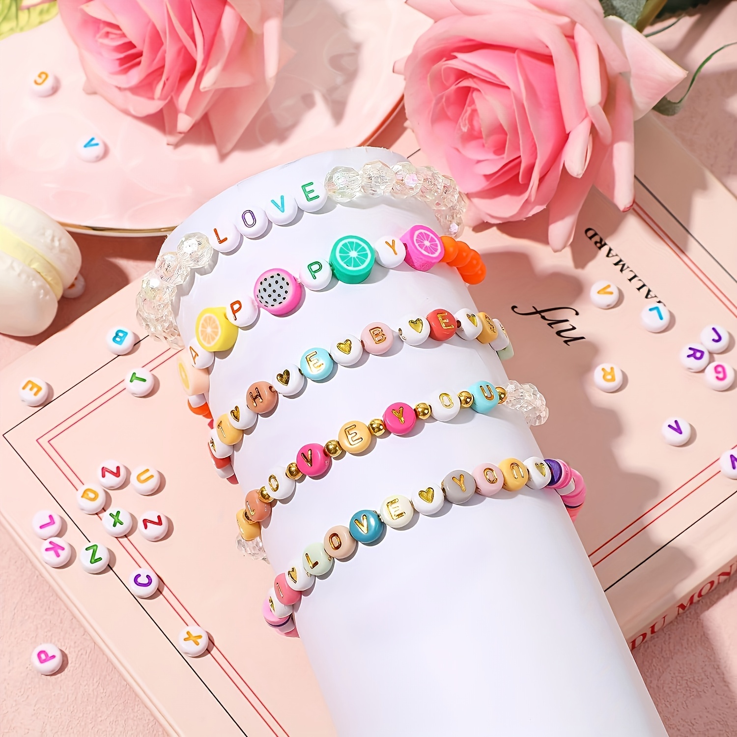 1000/500/250Pcs Colored Letter Acrylic Beads for DIY Jewellery